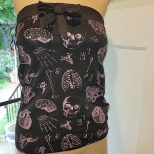 Sourpuss bandeau top black and purple anatomical parts print with front bow